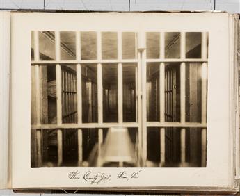 (PRISONS & PENITENTIARIES) An album with 85 photographs documenting the interiors and exteriors of prison buildings, cells, and archite